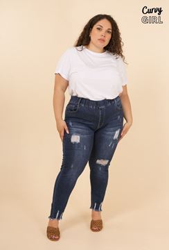 Picture of PLUS SIZE RIPPED PULL UP STRETCH  JEANS ULTRA COMFORT